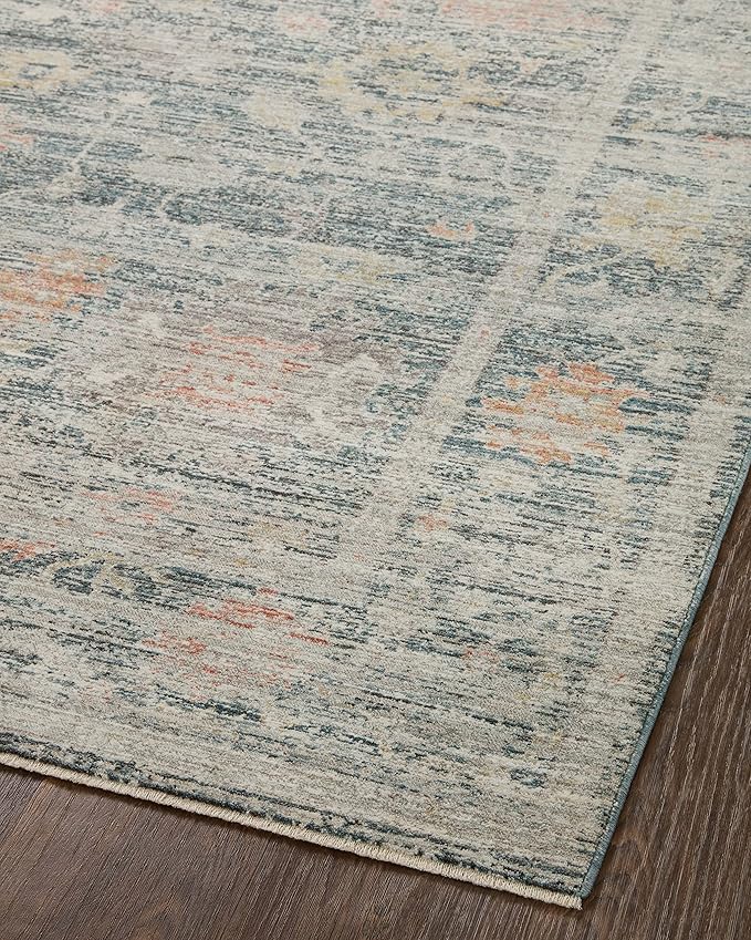 Loloi Magnolia Home by Joanna Gaines Millie Collection MIE-01 Blue/Multi 2'-7" x 8'-0", .25" Pile Height, Runner Rug