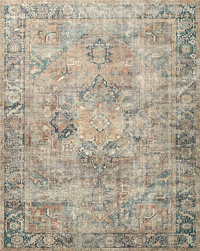 Loloi Margot Collection MAT-02 Terracotta/Lagoon 2'-6" x 11'-6" Runner Rug feat. CloudPile, No-Shed Easy Clean Large Patterned Area Rug for Living Room, Bedroom, Dining Area
