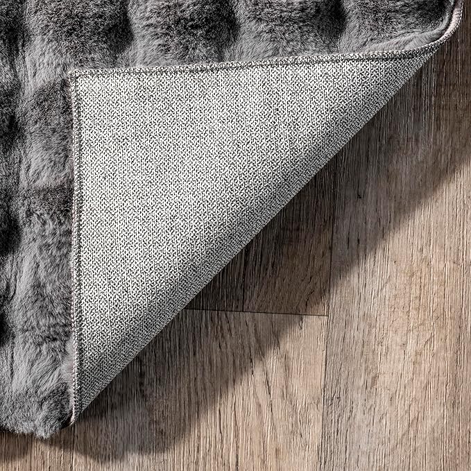 nuLOOM Jeni Checkered 6 Square Machine Washable Area Rug for Living Room Bedroom Dining Room Kitchen, Dark Grey