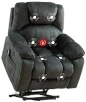 CANMOV Large Power Lift Recliner with Massage and Heat for Elderly, Heavy Duty Lift Recliner for Seniors with USB Port, 2 Hidden Cup Holders (Dark Grey)