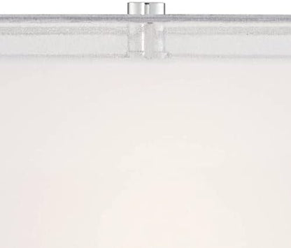 Possini Euro Design Proxima Modern Table Lamp 28" Tall Chrome Silver Crisscrossing Metal Sheer Outer White Inner Rectangular Shade for Bedroom Living Room House Bedside Nightstand Office Family