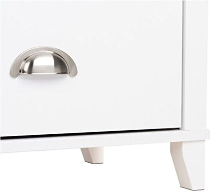 Prepac Yaletown Traditional 2-Drawer Tall Nightstand Side Table, Bedside Table with 2 Drawers and Open Shelf 16" D x 23" W x 28" H, White, WDNH-1202-1