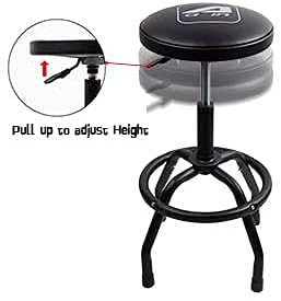 PONO 300-Pound Adjustable Height Bar Stool, Pneumatic Swivel Bar Stool, 360 Degree Swivel, Heavy Duty Steel Frame Stool Perfect for Home, Bar, Garage and Shop, Black