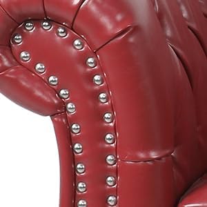 Living Room Chair, Modern Leather Chesterfield Sofa Chair, Mid Century Single Sofa Couch Chair with Tufted Back and Rolled Arms, Accent Sofa Chair for Living Room Apartment, Claret