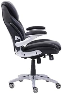 nbf signature series Avanti Ergonomic Executive Office Chair with Flip up Arms and Lumbar Support - Ideal for Home, Study - Modern Chairs with Iridescent Silver Finish, 30.5" D x 26.5" W, Black, Gray