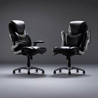 nbf signature series Avanti Ergonomic Executive Office Chair with Flip up Arms and Lumbar Support - Ideal for Home, Study - Modern Chairs with Iridescent Silver Finish, 30.5" D x 26.5" W, Black, Gray