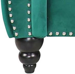 Chesterfield Loveseat Sofa, Modern Velvet Small Sofa Couch 2 Seater with Rolled Arms and Nailhead, Mid Century Modern Loveseat Couch for Small Spaces Living Room Bedroom Apartment, Green