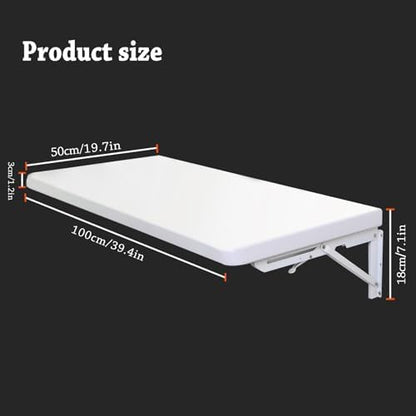 Laundry Room Wall Mounted Folding Table, Kitchen Restaurant Home Bar Work Table, All Aluminum Countertop, Waterproof Easy to Install and Clean (100X50cm/39.4"×19.7")…