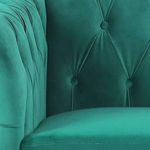 Living Room Chair, Modern Velvet Chesterfield Sofa Chair, Mid Century Single Sofa Couch Chair with Tufted Back and Rolled Arms, Accent Sofa Chair for Living Room Apartment, Green