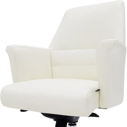 ZURI Geffen Genuine Leather Aluminum Base Low Back Executive Chair - White