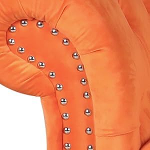 Living Room Chair, Modern Velvet Chesterfield Sofa Chair, Mid Century Single Sofa Couch Chair with Tufted Back and Rolled Arms, Accent Sofa Chair for Living Room Apartment, Orange