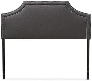 Urban Upmarket Modern and Contemporary Fabric Upholstered Headboard, Nailded Trim Head Board Grey/Full