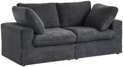 WJShome Love Seat Sofas,80.3" Down Filled Modular Sectional Sofas for Living Room,Cushion Covers Removable, Customizable Modular Sectional Couch for Apartment(Black)