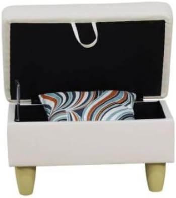 Ottoman Storage Ottoman Bench Faux Leather Footrest Footstool with Hinged Lid for Living Room, Bedroom, Entryway, White, 28.5"X19"X17.5"