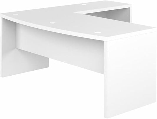 Bush Furniture L Shape Desk with Wire Management | Echo Collection Corner Bow Front Table for Home Office with Quick-to-Assemble Hardware | 72Wx77Lx30H