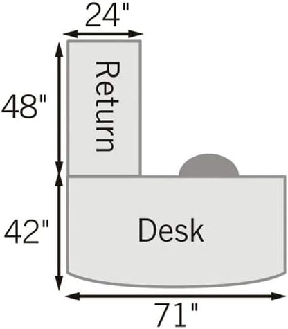nbf signature series at Work Bowfront Reversible L Shaped Desk with Hutch - Ergonomic Computer Desk with Storage Drawers - Ideal for Office - 88.58" D x 70.87" W x 28.94" H, Espresso Laminate