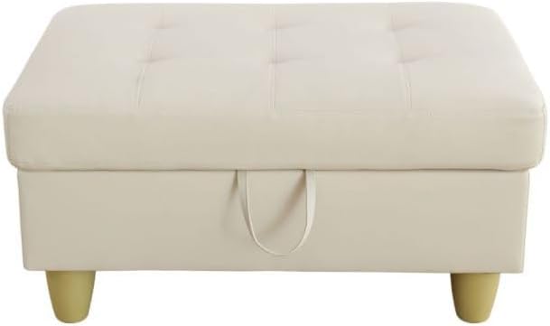 Ottoman Storage Ottoman Bench Faux Leather Footrest Footstool with Hinged Lid for Living Room, Bedroom, Entryway, White, 35"X23"X17"