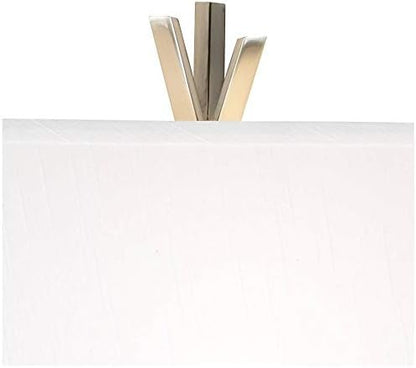 Possini Euro Design Modern Table Lamp 30" Tall Brushed Nickel Silver Open Asymmetry Metal White Linen Rectangular Box Shade for Bedroom Living Room House Home Bedside Nightstand Office Kids Family