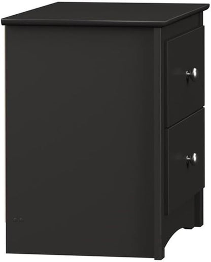 Prepac Sonoma Traditional Nightstand Side Table with 2 Drawers, Functional 2-Drawer Bedside Table 16" D x 23.25" W x 21.75" H, Black, BDC-2422
