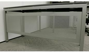 NBF at Work Reversible L Shaped Executive Office Desk - Durable Gray Laminate Computer Desk with Steel Frame - Modern Desk with 3 Grommet Holes - 60" W x 60" D Office Work Desk (Gray)