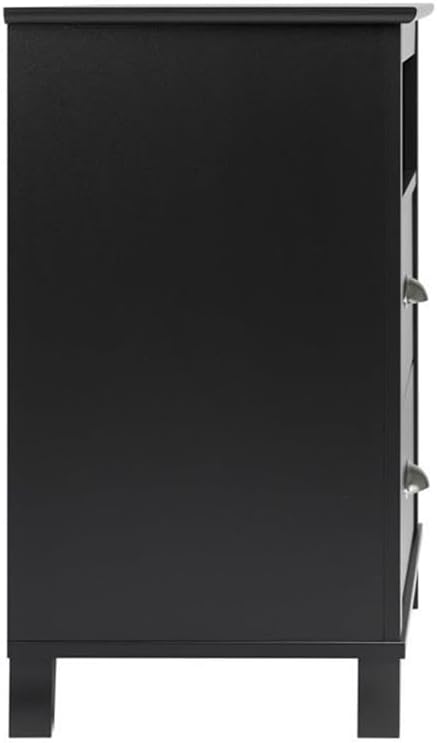 Prepac Yaletown Traditional 2-Drawer Tall Nightstand Side Table, Bedside Table with 2 Drawers and Open Shelf 16" D x 23" W x 28" H, Black, BDNH-1202-1