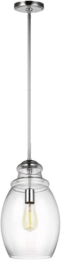 Feiss P1484CH Marino Glass Pendant Lighting, 1-Light, 60 Watts, Chrome (9"Dia x 16"H)