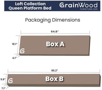 Grain Wood Furniture Loft Queen Size Solid Wood Bed, Weathered Pine