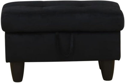 Ottoman Storage Ottoman Bench Flannel Footrest Footstool with Hinged Lid for Living Room, Bedroom, Entryway, Black, 28.5"X19"X17.5"