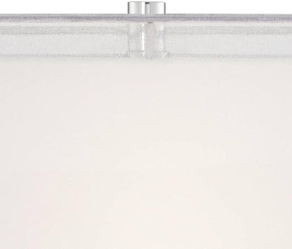 Possini Euro Design Proxima Modern Table Lamp with White Marble Riser 28" Tall Chrome Silver Metal Double Rectangular Shades Decor for Bedroom Living Room Nightstand Bedside Office Kids Room