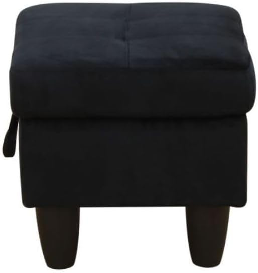 Ottoman Storage Ottoman Bench Flannel Footrest Footstool with Hinged Lid for Living Room, Bedroom, Entryway, Black, 28.5"X19"X17.5"