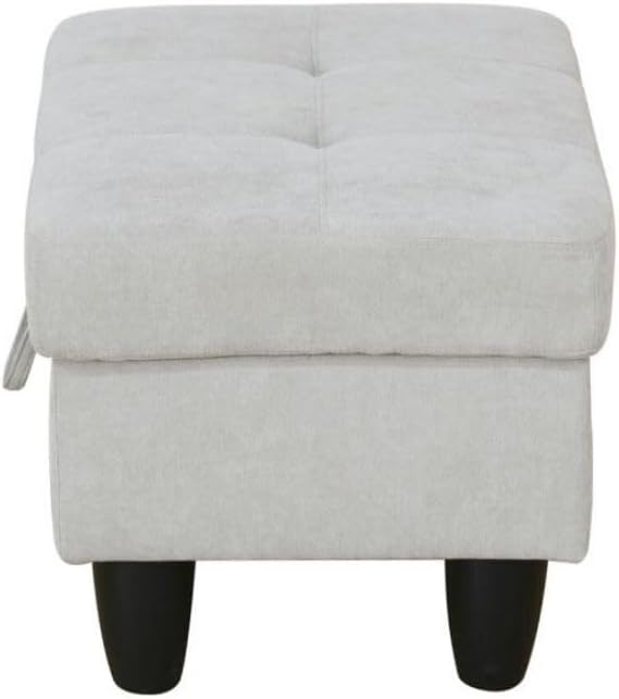Ottoman Storage Ottoman Bench Flannel Footrest Footstool with Hinged Lid for Living Room, Bedroom, Entryway, Grey White, 28.5"X19"X17.5"