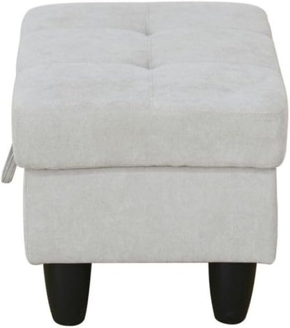 Ottoman Storage Ottoman Bench Flannel Footrest Footstool with Hinged Lid for Living Room, Bedroom, Entryway, Grey White, 28.5"X19"X17.5"