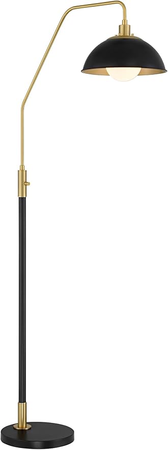 Possini Euro Design Baltar Modern 68 1/2" Tall Standing Floor Lamp Curved Arc Dimmable Black Gold Metal Brass Finish Living Room Bedroom House Reading Office Home Decor Entryway Dining Dome Shade