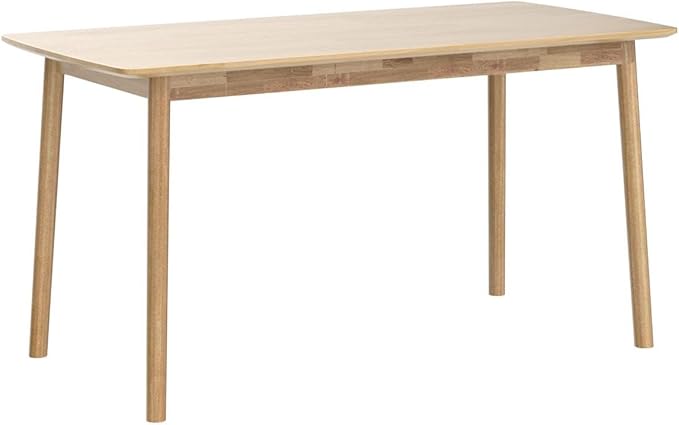 Livinia Aslan 59" Malaysian Oak Rectangular Wooden Dining Table/Large Solid Wood Kitchen Desk (Natural Oak)