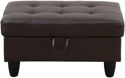 Ottoman Storage Ottoman Bench Faux Leather Footrest Footstool with Hinged Lid for Living Room, Bedroom, Entryway, Brown, 35"X23"X17"