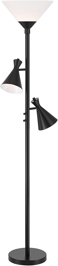 Possini Euro Design Ballard Modern 72" Tall Standing Floor Lamp Skinny Large Tree Torchiere Pole Task with Side Lights Dimmable Black Metal Living Room Bedroom House Reading Office Home Decor
