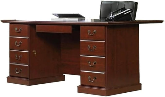 Pemberly Row Classic Home Office Executive Computer Desk in Cherry