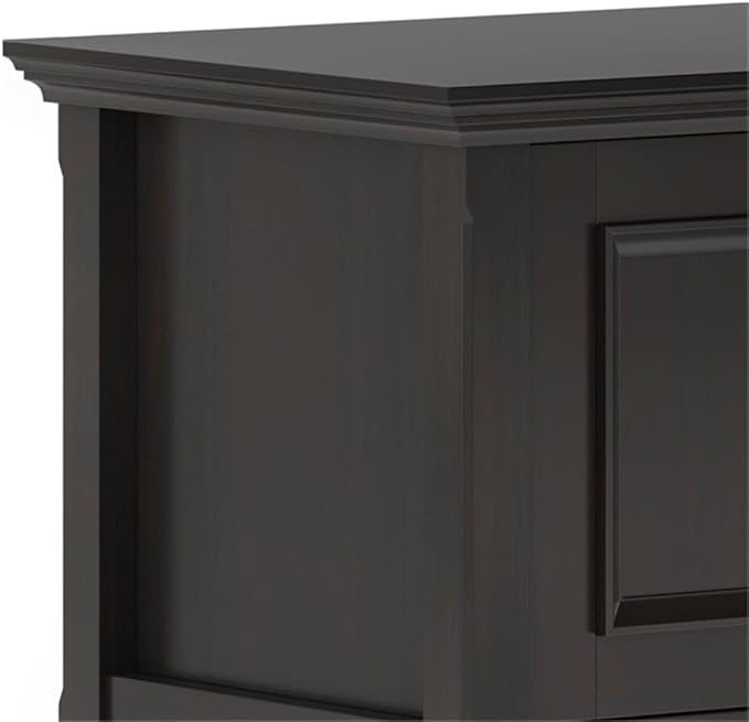 SIMPLIHOME Amherst 72-inch Wide Solid Wood Low TV Stand in Hickory Brown, Transitional-Style Media Console for Living Room with Cable Management, Fits 80" TVs