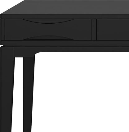 SIMPLIHOME Harper Desk - 60-Inch Wide Solid Hardwood Writing Desk in Black, Mid-Century Modern Home Office Computer Table for Workspace or Study with 2 Drawers and Flip-Down Keyboard Tray