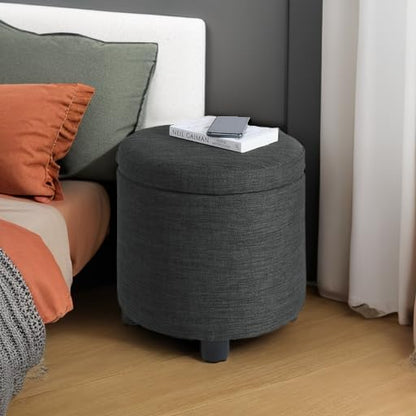 Designs4Comfort Round Accent Storage Ottoman with Reversible Tray Lid