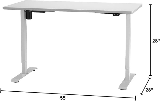 FLEXISPOT EN1 One-Piece Standing Desk 55"x28" White - 1" Thick Desktop, Home Office Use, Height Adjustable with 4 Memory Presets, Supports Multiple Monitors, 2 Packages