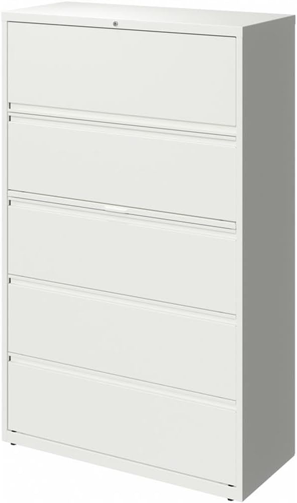 Pemberly Row 42-in Wide 5 Drawer Metal Lateral Filing Cabinet White
