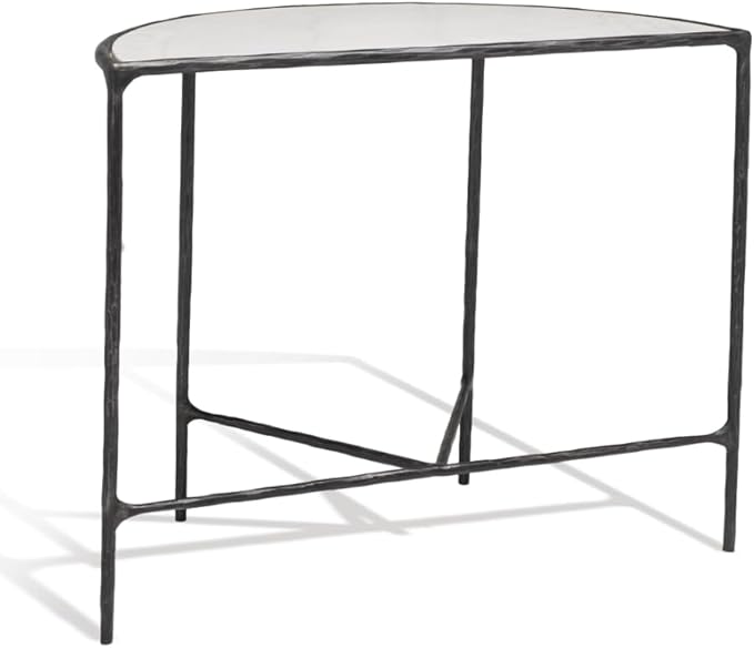 SAFAVIEH Couture Collection Jessa Black/White Forged Metal Half Moon Semi Circle Console Table (Fully Assembled)