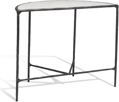 SAFAVIEH Couture Collection Jessa Black/White Forged Metal Half Moon Semi Circle Console Table (Fully Assembled)