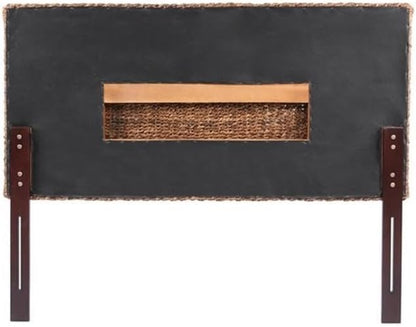 MAKLAINE 78.5" Banana Leaf Panel Headboard in Honey/Dark Brown