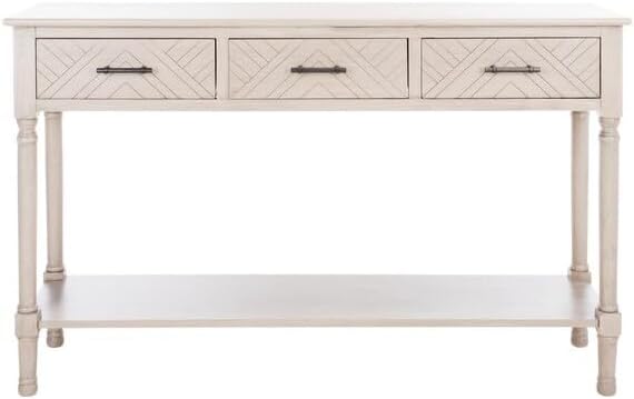 SAFAVIEH Home Collection Peyton Greige 3-Drawer Lower Shelf Console Table CNS5705D