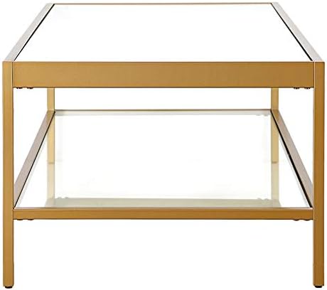 Henn&Hart 54" Wide Rectangular Coffee Table in Brass, Modern coffee tables for living room, studio apartment essentials