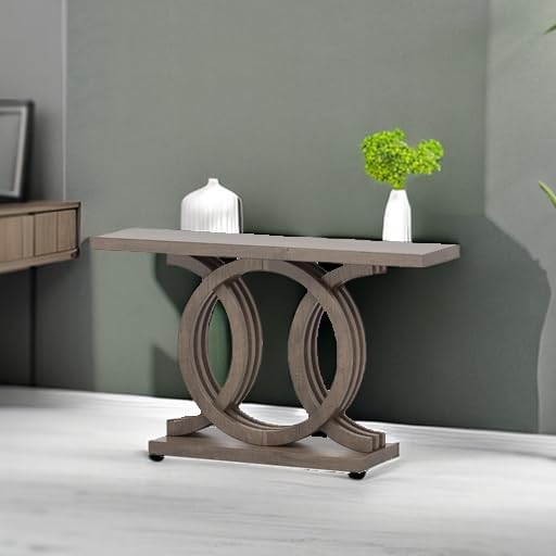 Tribesigns 55 inches Console Table with Unique Base, Vintage Wooden Entryway Sofa Table, Unique Long Accent Hallway Table for Decoration and Organization (Brown)
