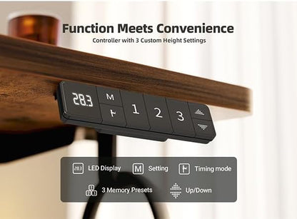 YDN Electric Standing Desk Adjustable Height, 40 x 24 Inches Stand up Desk with Cable Management, Home Office Desks with Splice Board & Black Frame, Rustic Brown Top