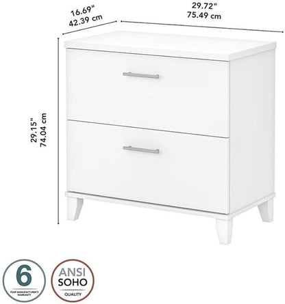 Pemberly Row 2 Drawer Lateral File Cabinet in White - Engineered Wood